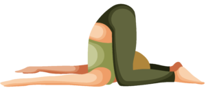 Person performing the Ear Pressure (Karnapidasana) Yoga Pose