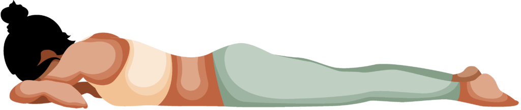 Person performing the Crocodile (Makarasana) Yoga Pose