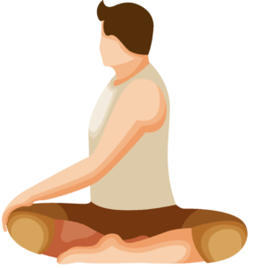 Person performing the Seated twist (Parivrtta Sukhasana) Yoga Pose